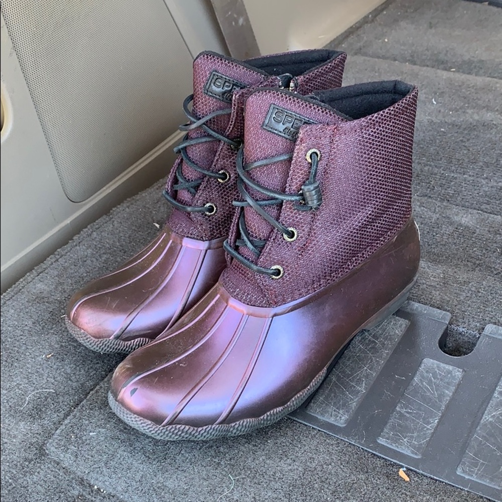 Metallic Grape Sperry Duck Boots
